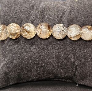 Energy Amplifying Black Rutilated Super 7 Quartz Stretch Bracelet